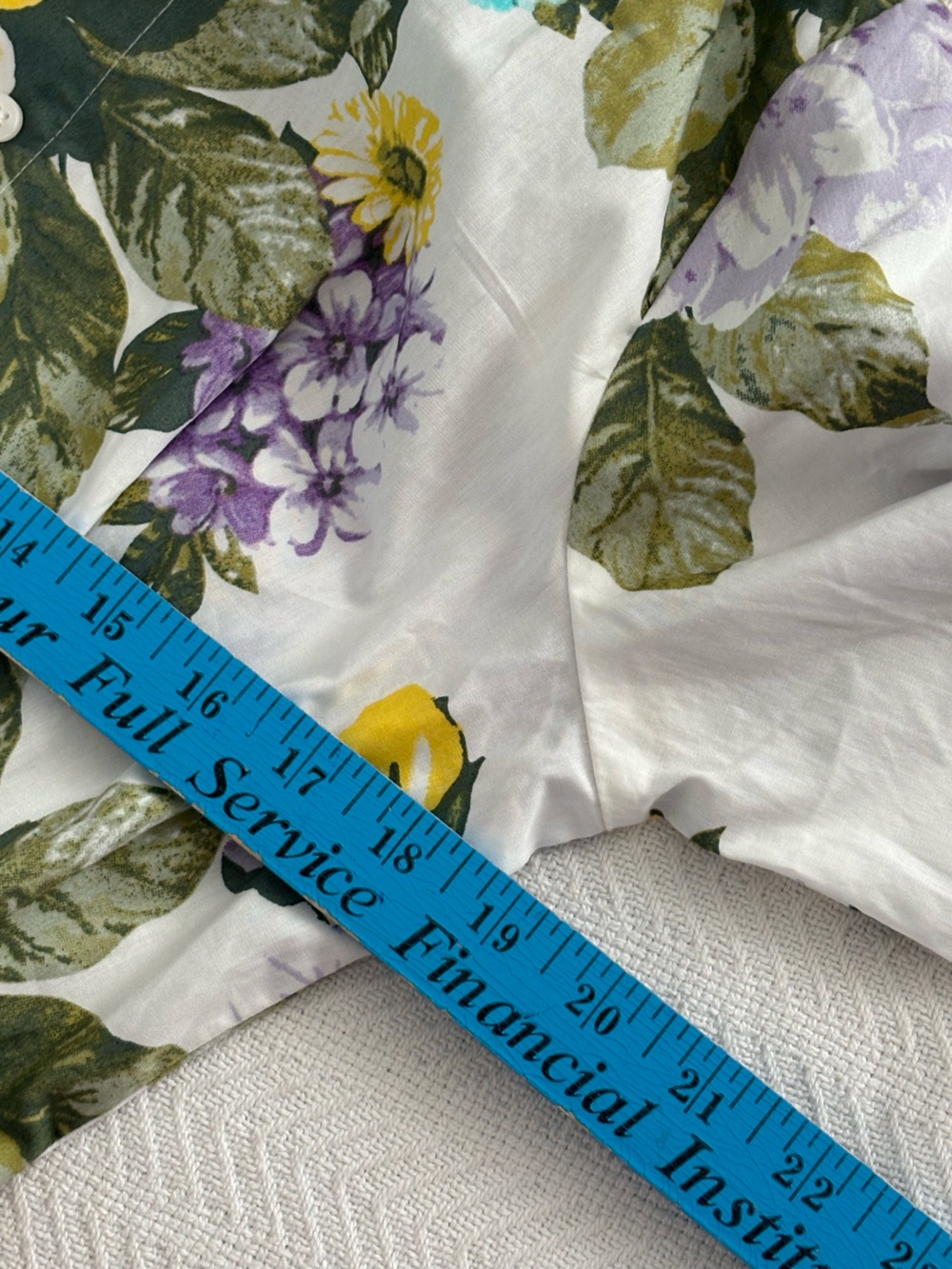 🐞Calvin Klein White Mini Dress with Purple, Yellow & Teal Floral Print - Picture 5 of 12